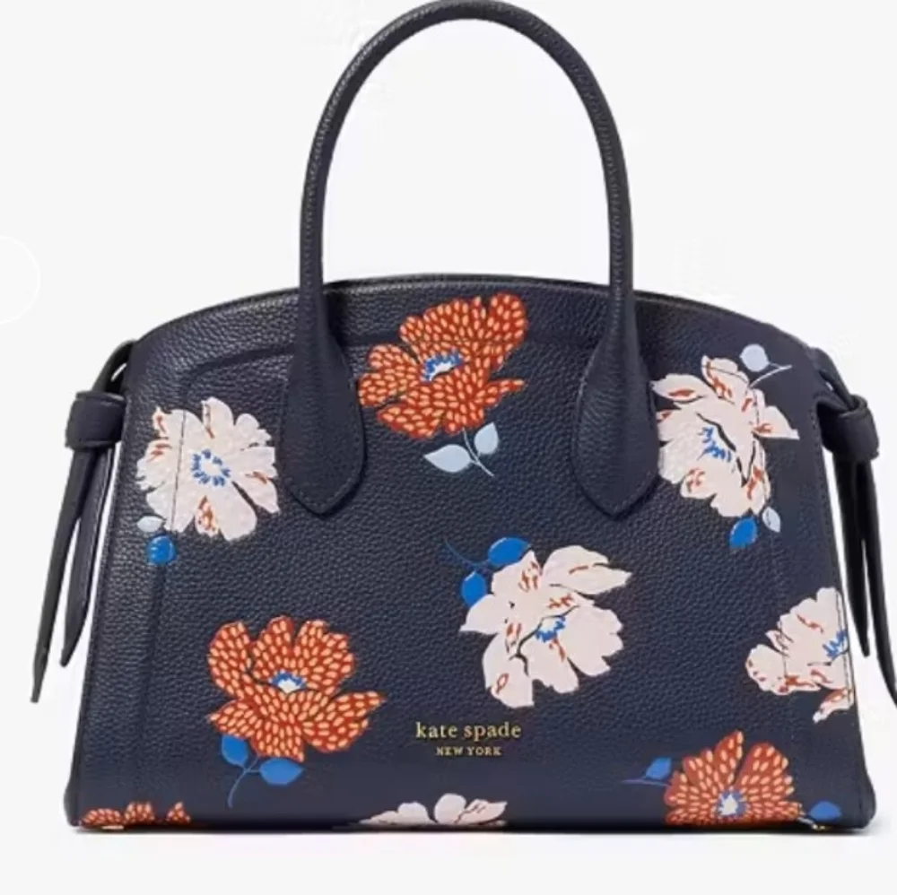 kate spade ♠️ Knott Dotty Floral Embossed Medium Zip-top Satchel bag purse Paris